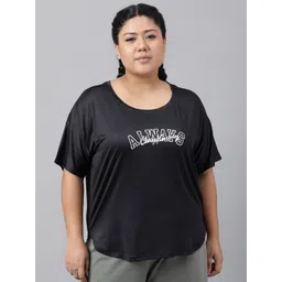 MKH Women Plus Size Typography Printed Drop shoulder Sleeves Dri-FIT Relaxed Fit T-shirt-picture-11