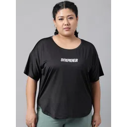 MKH Women Plus Size Typography Printed Drop shoulder Sleeves Dri-FIT Relaxed Fit T-shirt-picture-14