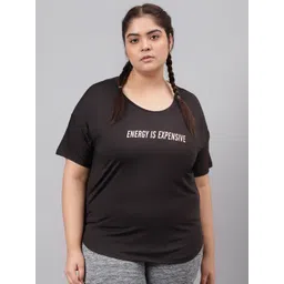 MKH Women Plus Size Typography Printed Drop shoulder Sleeves Dri-FIT Relaxed Fit T-shirt-picture-16
