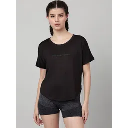 MKH Women Typography Printed Drop-Shoulder Sleeves Dri-FIT T-shirt-picture-11