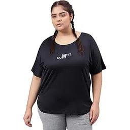 mkh Women's Plus Size Dry Fit Gym Sports T-Shirt | Round Neck Dont Quit White - BLK - (MKHWT-1257)-picture-30