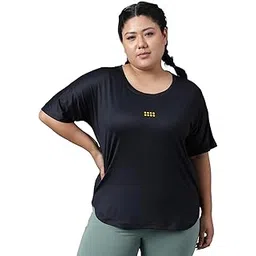 MKH Women's Plus Size Dry Fit Gym Sports T-Shirt | Round Neck DOT Orange - BLK - (MKHWT-1245)-picture-28