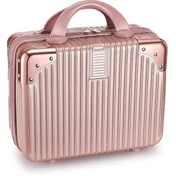 mkv mart Portable ABS Makeup Travel Case with Hard Shell, Elastic Band, Zipper Closure, and Candy Color Design – Water-Resistant Cosmetic Organizer for Women and Girls (Rose Gold)-picture-35