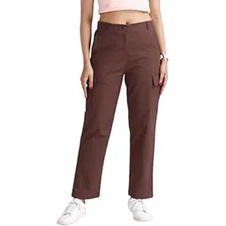 mlada Women Cargo Trouser Pants | Stretchable High Waist Straight Fit Cargo Pants for Women | 2 Side Seam Pockets | 2 Extra Patch Pockets | Cotton Cargo Trousers for Women | Regular Fit Cargo Pants-picture-51