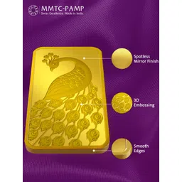 MMTC-PAMP 24KT Rectangle Gold 999.9 Minted Bar Peacock Certicard QR - 2 g image 5