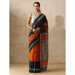 Moara Floral Pure Cotton Bagru Saree with Unstiched Blouse-picture-12