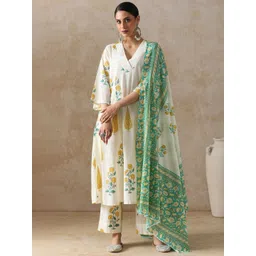 Moara Women Floral Printed Cotton Kurta with Palazzo & Dupatta-picture-13