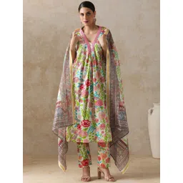 Moara Women Floral Printed Cotton Kurta with Trousers & Dupatta-picture-30