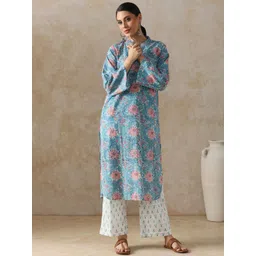 Moara Women Floral Printed Regular Pure Cotton Kurta with Palazzos-picture-24