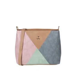 Mochi Beige Synthetic Color Block Sling Handbag-picture-33