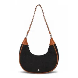 Mochi Black Solid Medium Hobo Handbag-picture-41