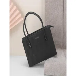 Mochi Black Textured Medium Satchel-picture-28