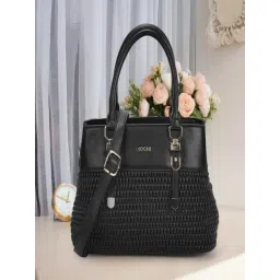 Mochi Black Textured Medium Satchel-picture-29