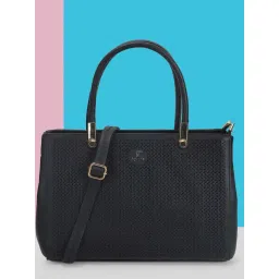 Mochi Black Textured Medium Satchel-picture-34
