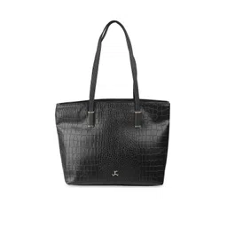 Mochi Black Textured PU Shopper Tote Bag-picture-39