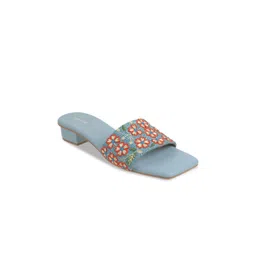 Mochi Blue & Orange Block Mules-picture-11