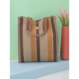 Mochi Brown Striped Medium Tote Bag-picture-23