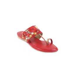 Mochi Ethnic - Embellished One-Toe Flats-picture-15