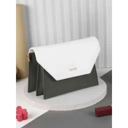 Mochi Green & White Solid Medium Sling Handbag-picture-20