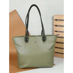 Mochi Green Solid Medium Tote Handbag-picture-23