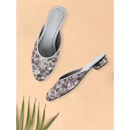 Mochi Grey Printed Block Mules-picture-29
