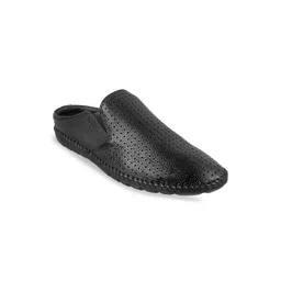 Mochi Men Black Leather Shoe-Style Sandals-picture-29