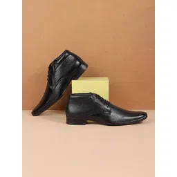 Mochi Men Black Solid Leather Formal Derbys-picture-36