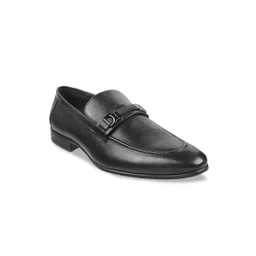 Mochi Men Black Solid Leather Formal Slip On Shoes-picture-31