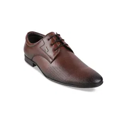 Mochi Men Tan Leather Formal Derbys With Laser Cuts-picture-28