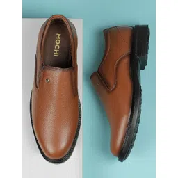 Mochi Men Textured Leather Formal Slip On Shoes-picture-28