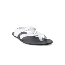 Mochi Men White & Black Leather Sandals-picture-21
