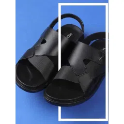 Mochi Men's Black Back Strap Sandals-picture-32