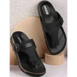 Mochi Men's Black T-Strap Sandals-picture-21