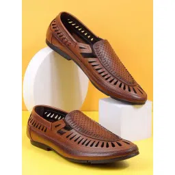 Mochi Men's Tan Casual Loafers-picture-10