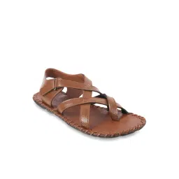 Mochi Men's Tan Cross Strap Sandals-picture-41