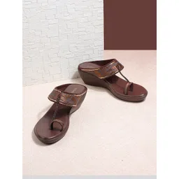 Mochi Printed Ethnic Embellished One Toe Wedges-picture-29