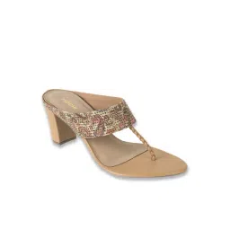 Mochi Women Beige T-Strap Sandals-picture-38