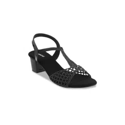 Mochi Women Black Embellished Open Toe Block Heels-image-28