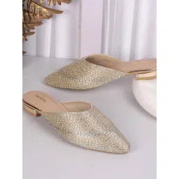 Mochi Women Block Heel Woven Design Mules-picture-34