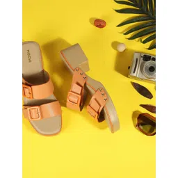 Mochi Women Block Heels Sandal With Buckles-image-18