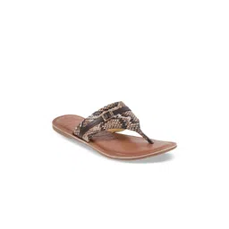 Mochi Women Brown Animal Printed T-Strap Flats-image-19