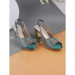 Mochi Women Embellished Block Peep Toes-picture-31