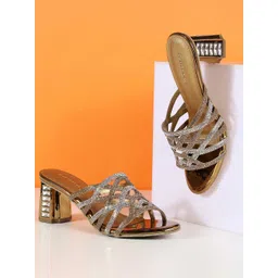 Mochi Women Embellished Open Toe Block Heel Sandals-picture-13