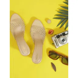 Mochi Women Embellished Open Toe Block Pumps-picture-14