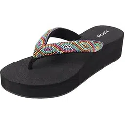 mochi Women Faux Leather Beaded Platform Casual Slip-on Sandal-picture-56