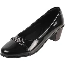 mochi Women Patent Leather Block Heel Formal Pump Shoes-picture-34