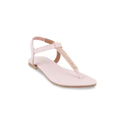 Mochi Women Pink Solid T-Strap Flats-picture-19