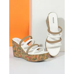 Mochi Women Printed Open Toe Wedge Heels-picture-32