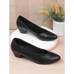 Mochi Women Slip On Block Heel Pumps-picture-23