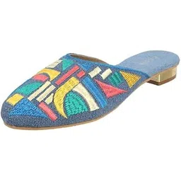mochi Women Suede Embroidered Ethnic Mule Shoes-picture-37